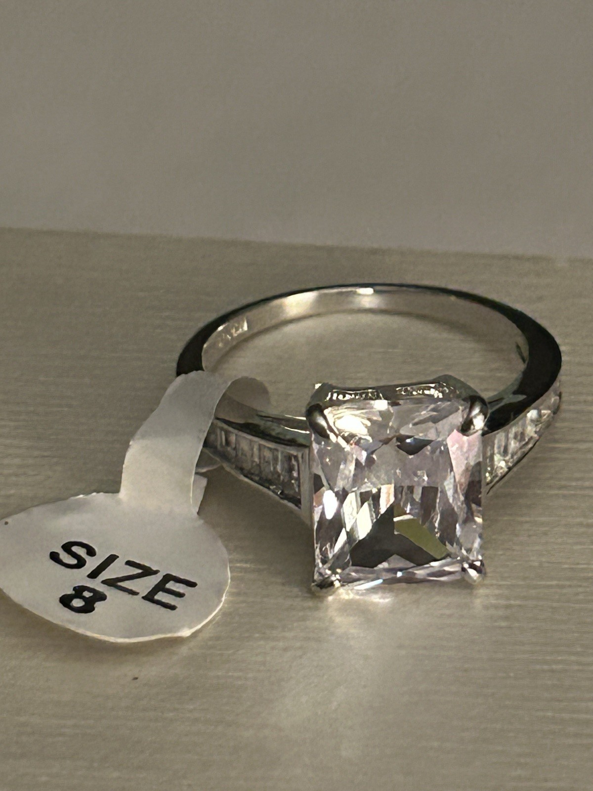 Giorgio di Vicenza Size 8 Sterling Silver Radiant Cut Ring NIB Gift, CZ 925