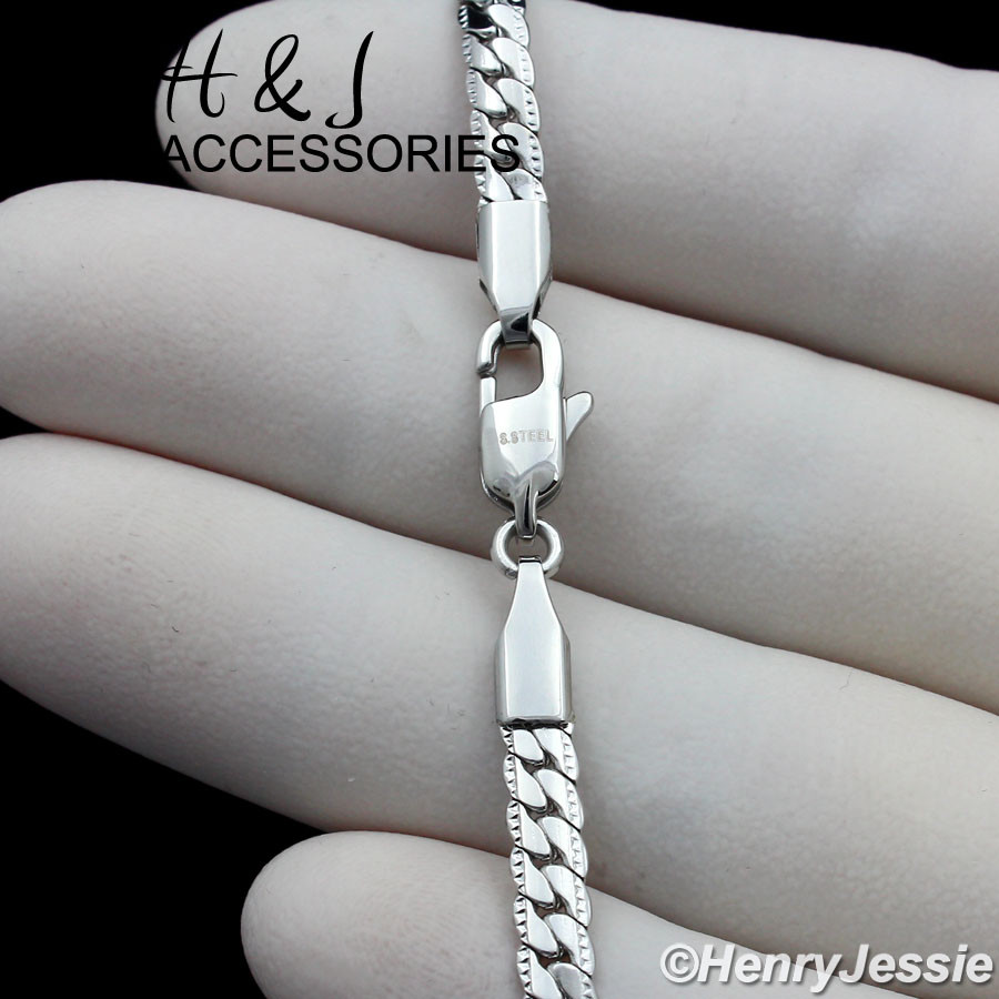 18″-40″MEN Stainless Steel 6mm Silver Diamond Cut Miami Curb Chain Necklace*161