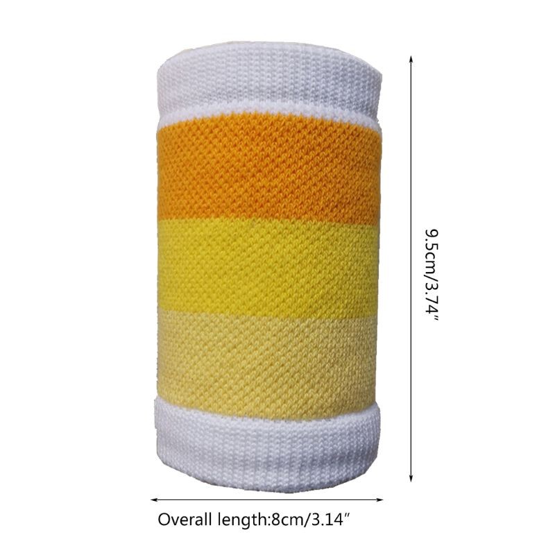 Unisex Sports Wrist Protector Sweatband Gradient Rainbow Stripes Knit Bracelet
