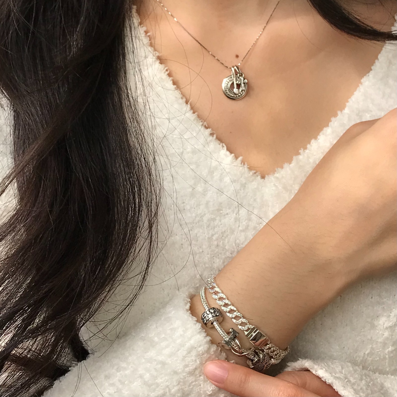 Pandora Timeless Authentic New Pavé Cuban Chain Silver Bracelet #593008C01 6.3in