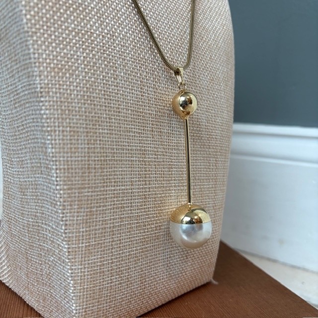 CANVAS Pearl Pendant Necklace Gold Tone Ball Bar NWT Nordstrom