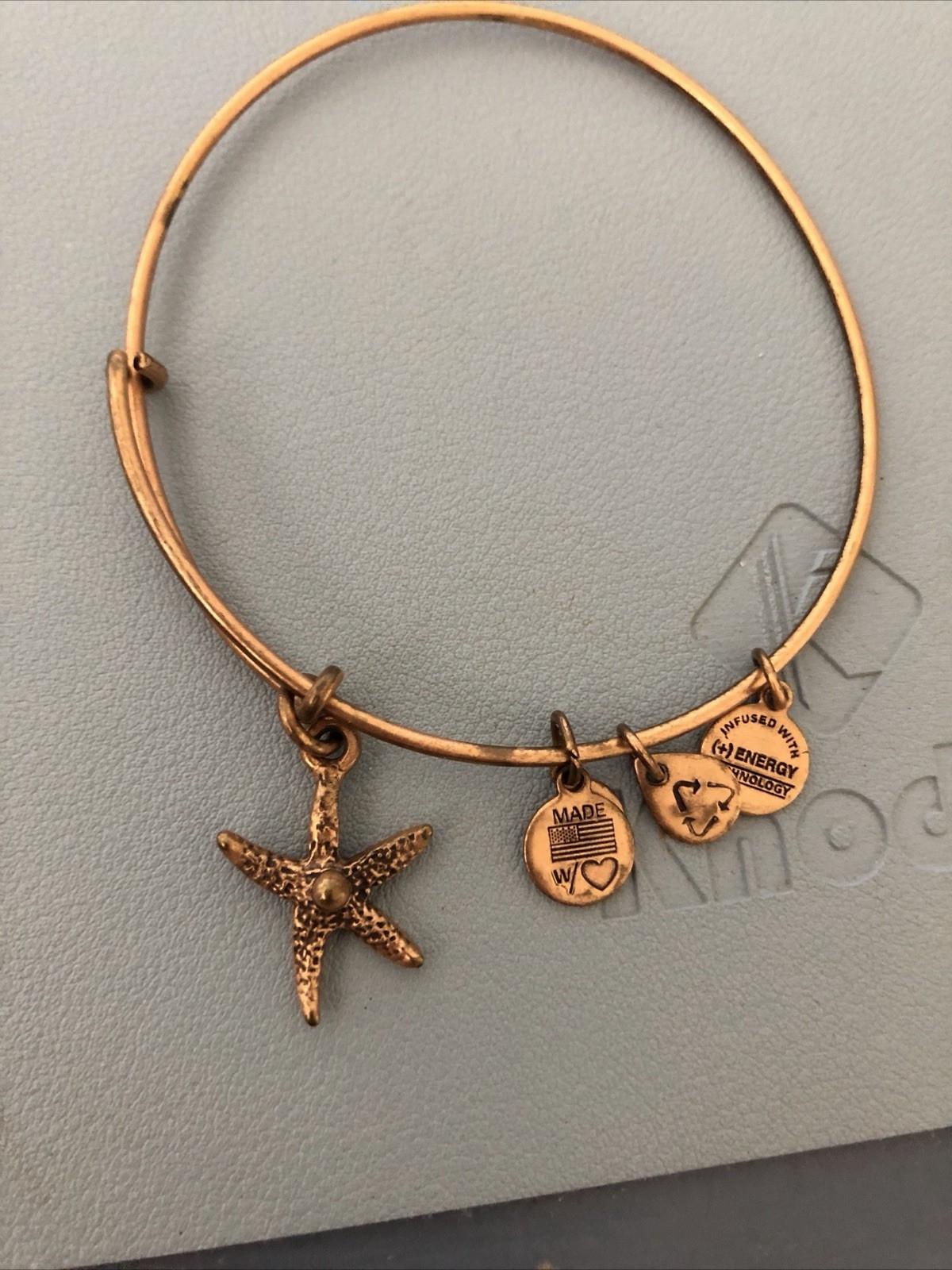 Alex and Ani Gold Tone Wire Bangle Charm Bracelet Sea Life Beach Set of 3