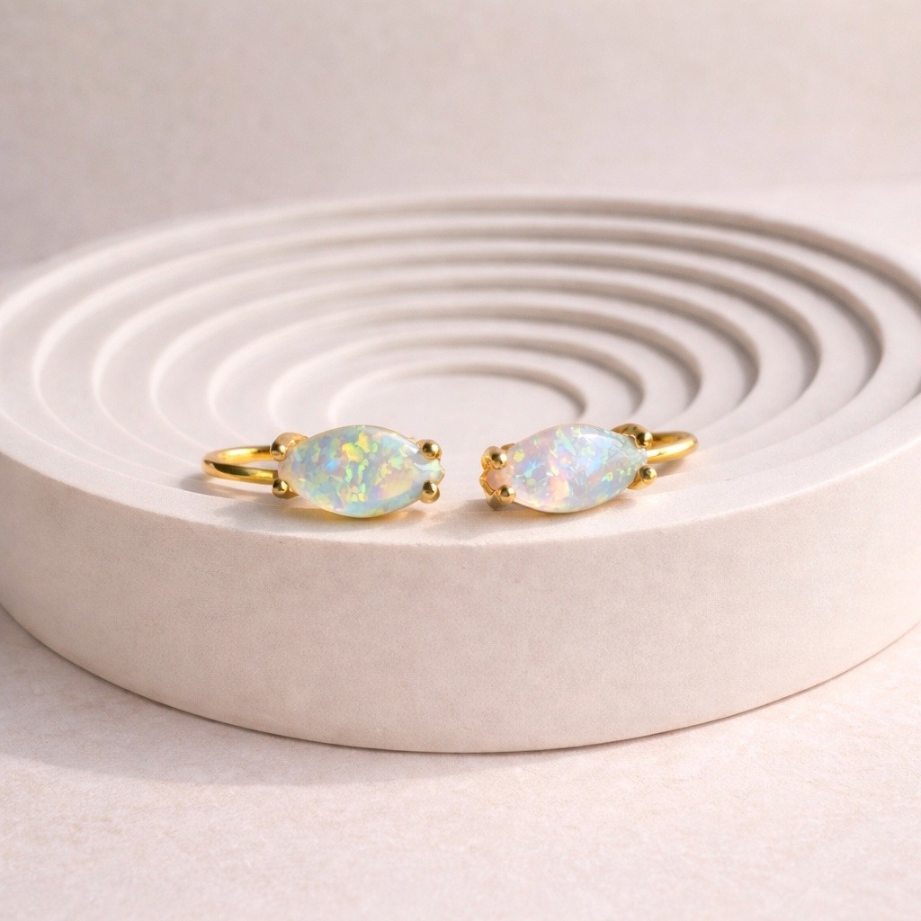 14k Yellow Gold Opal Earrings Plated October Birthstone Birthday Gifts For Women