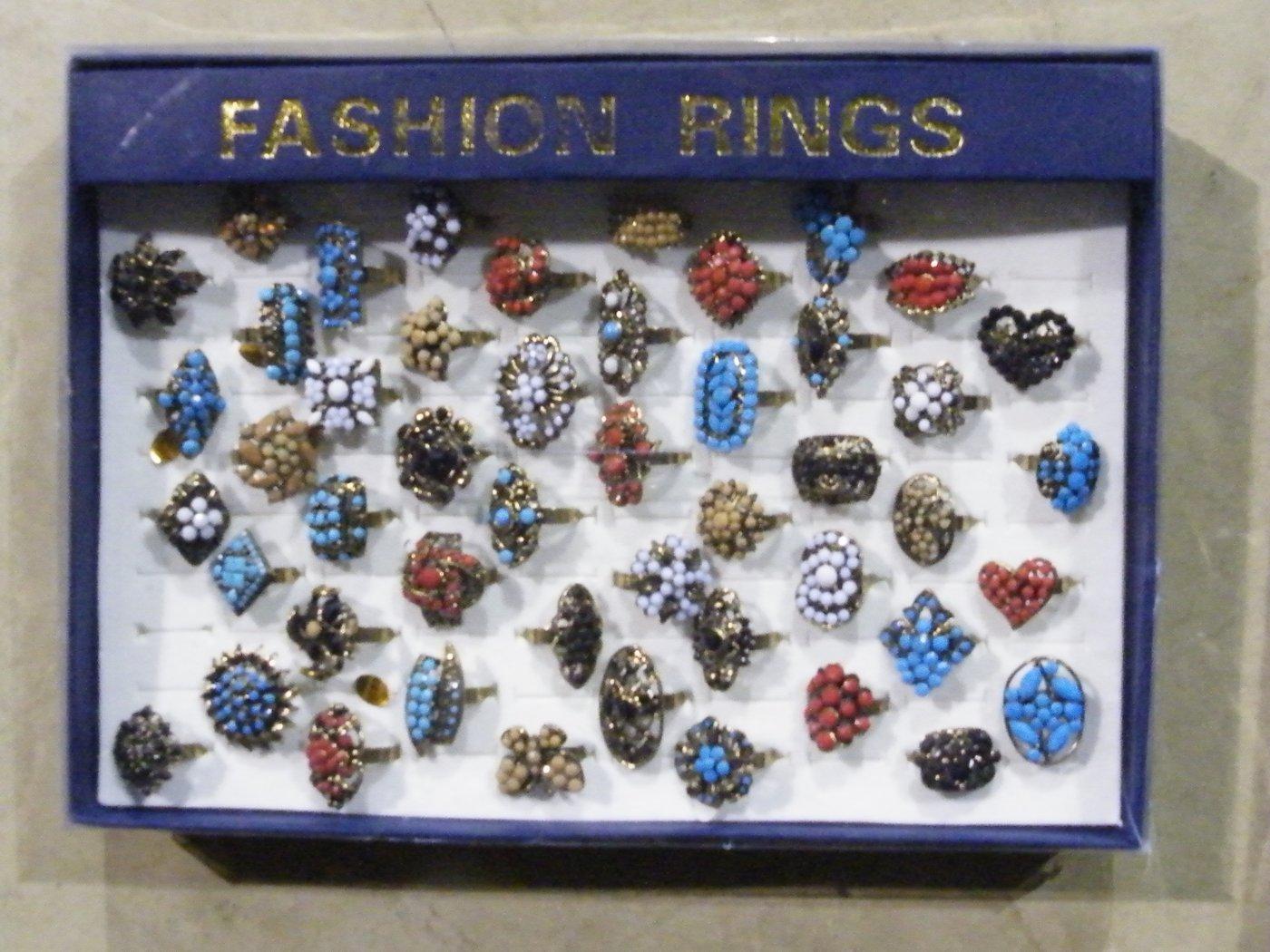 Bohemian Fashion Jewelry Ring Box Sets- 50 rings NEW IN BOX