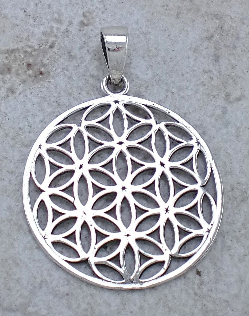 HIGH POLISH .925 STERLING SILVER FLOWER OF LIFE PENDANT style# p0947