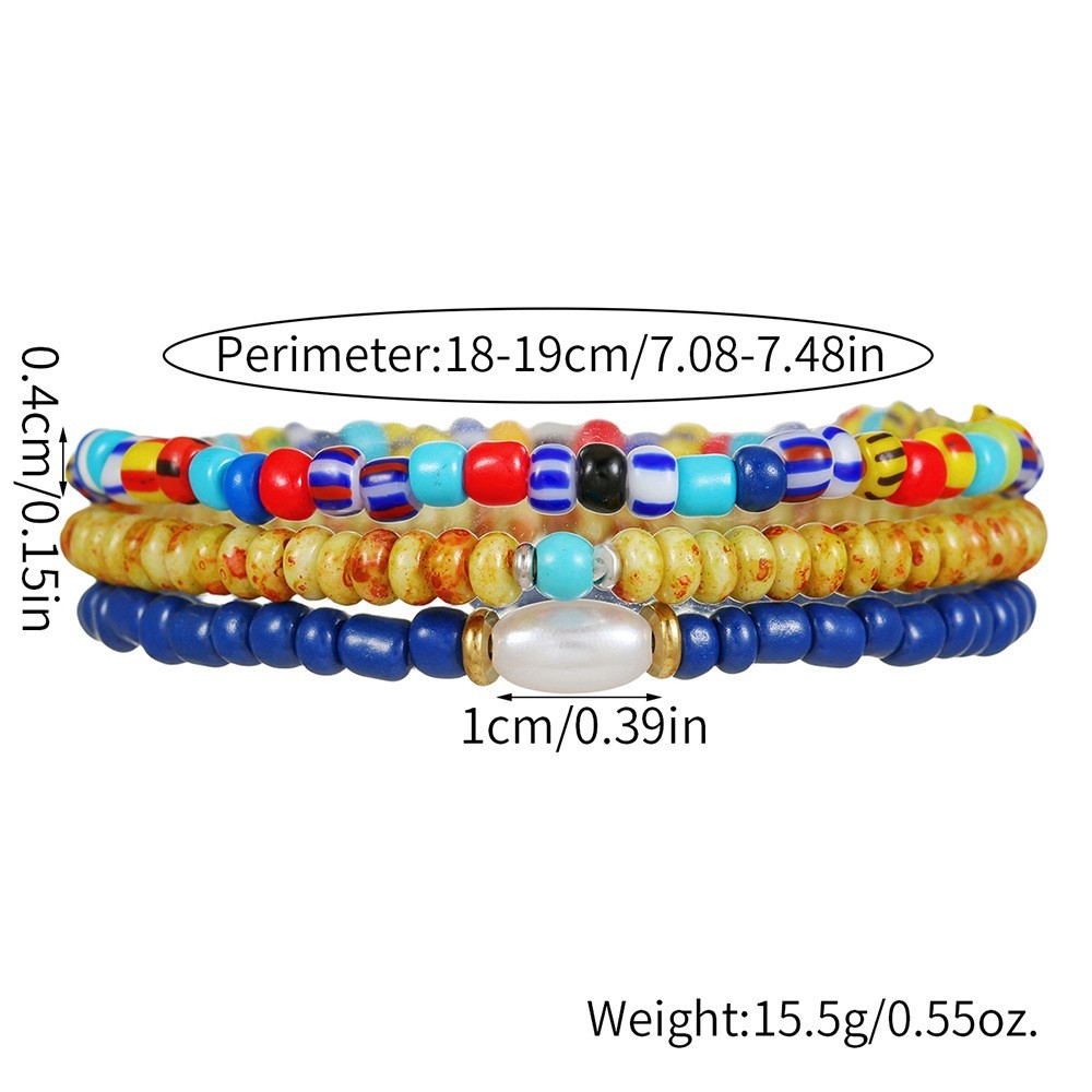 Colorful Beaded Bracelet Set Boho Style Handmade Stretch Jewelry for Men Women