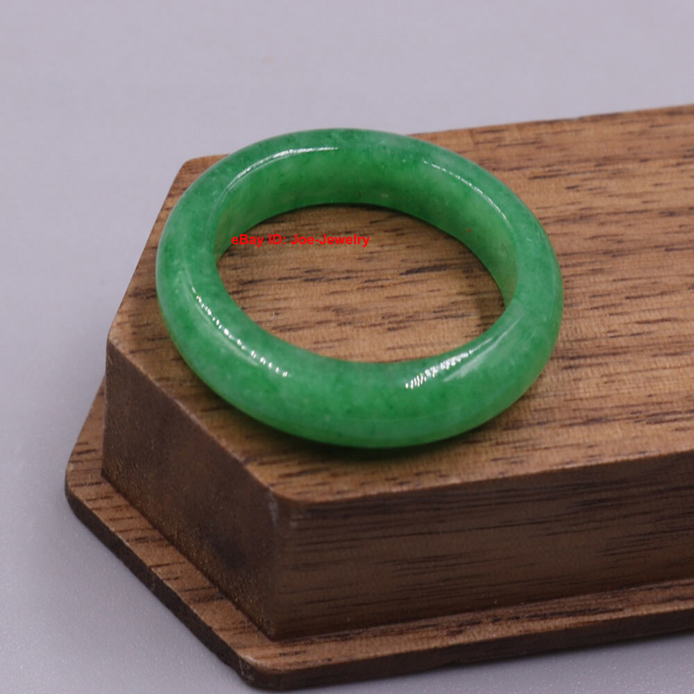 New Chinese Green Jade Jadeite Ring Band 5mm Width Size 7 Handmade