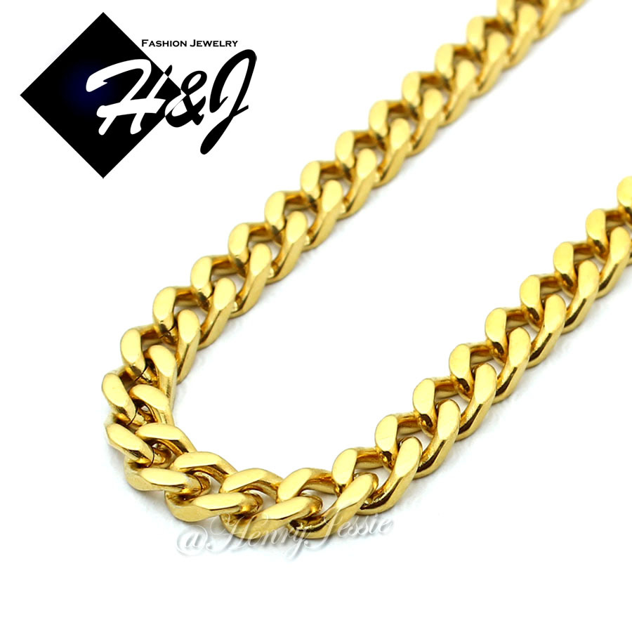 18″-36″Stainless Steel 5mm Gold Plated Cuban Curb Chain JESUS FACE Pendant*J47