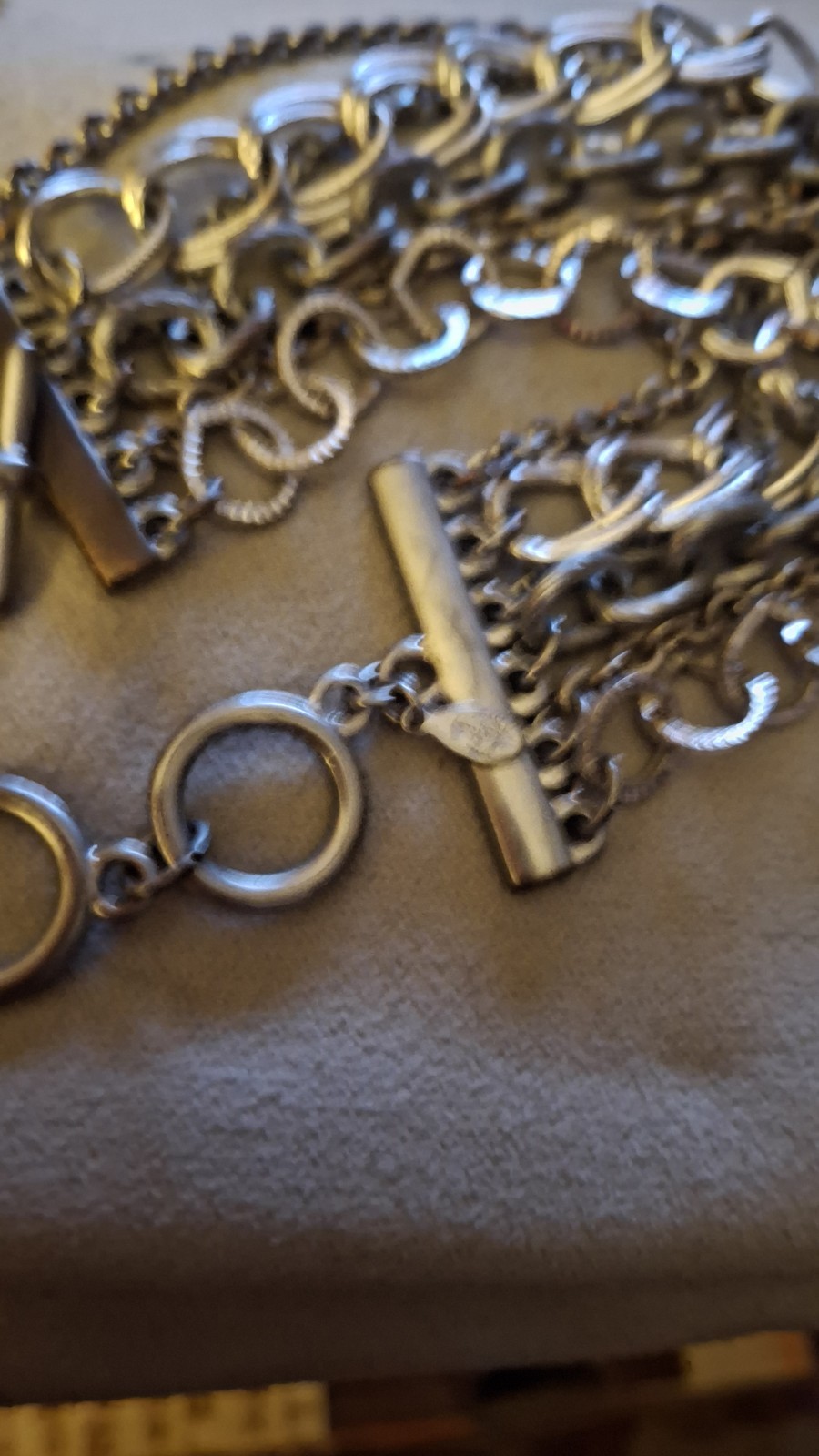 Silvertone Premier Designs Chain Toggle Bracelet 6-Strand Adjustable
