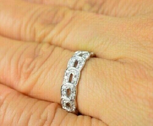 Horseshoe Fully Round Shape 0.35CT Eternity Stone Anniversary Ring In 935 Silver