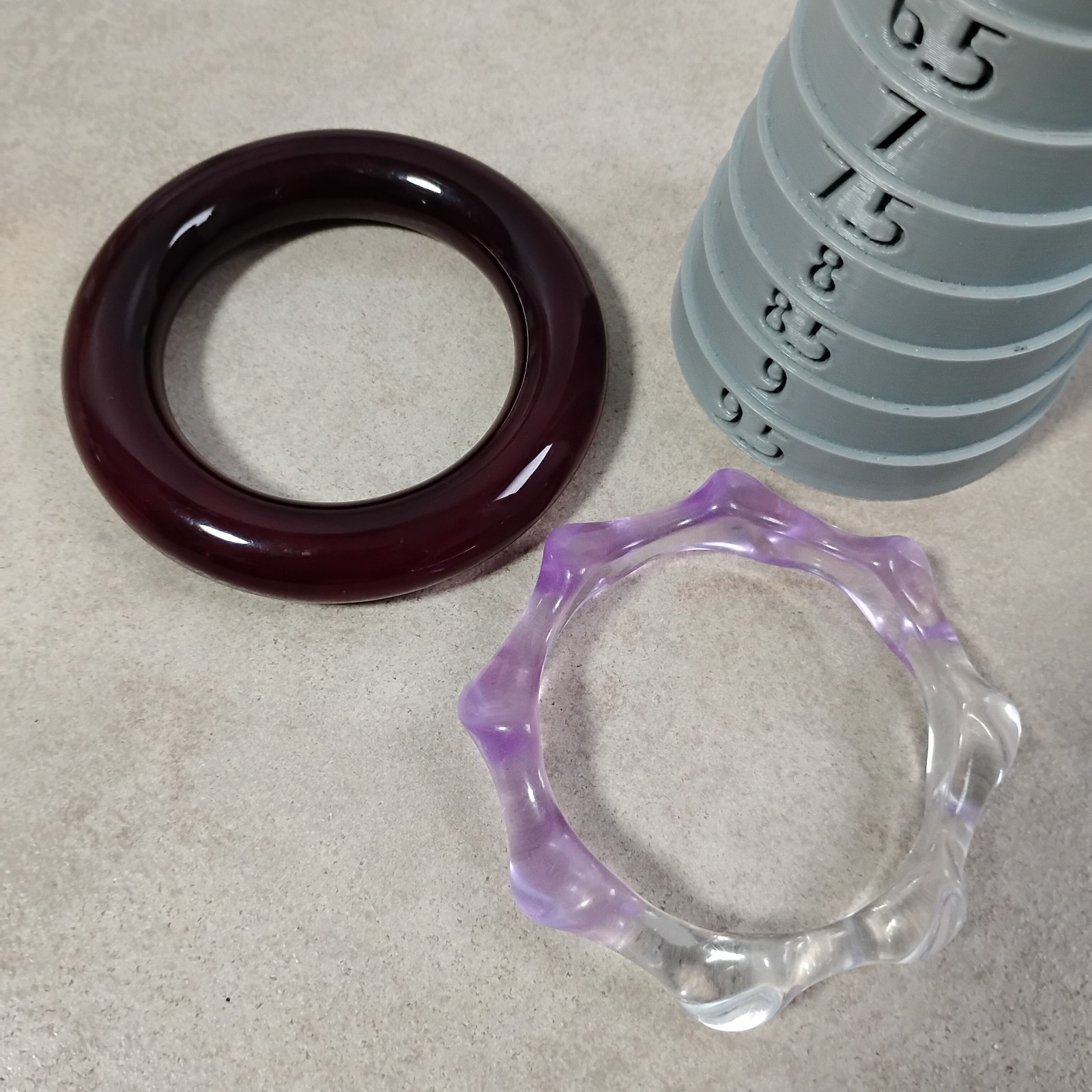 New Purple Clear Burgundy Plastic Resin Bangle Bracelets