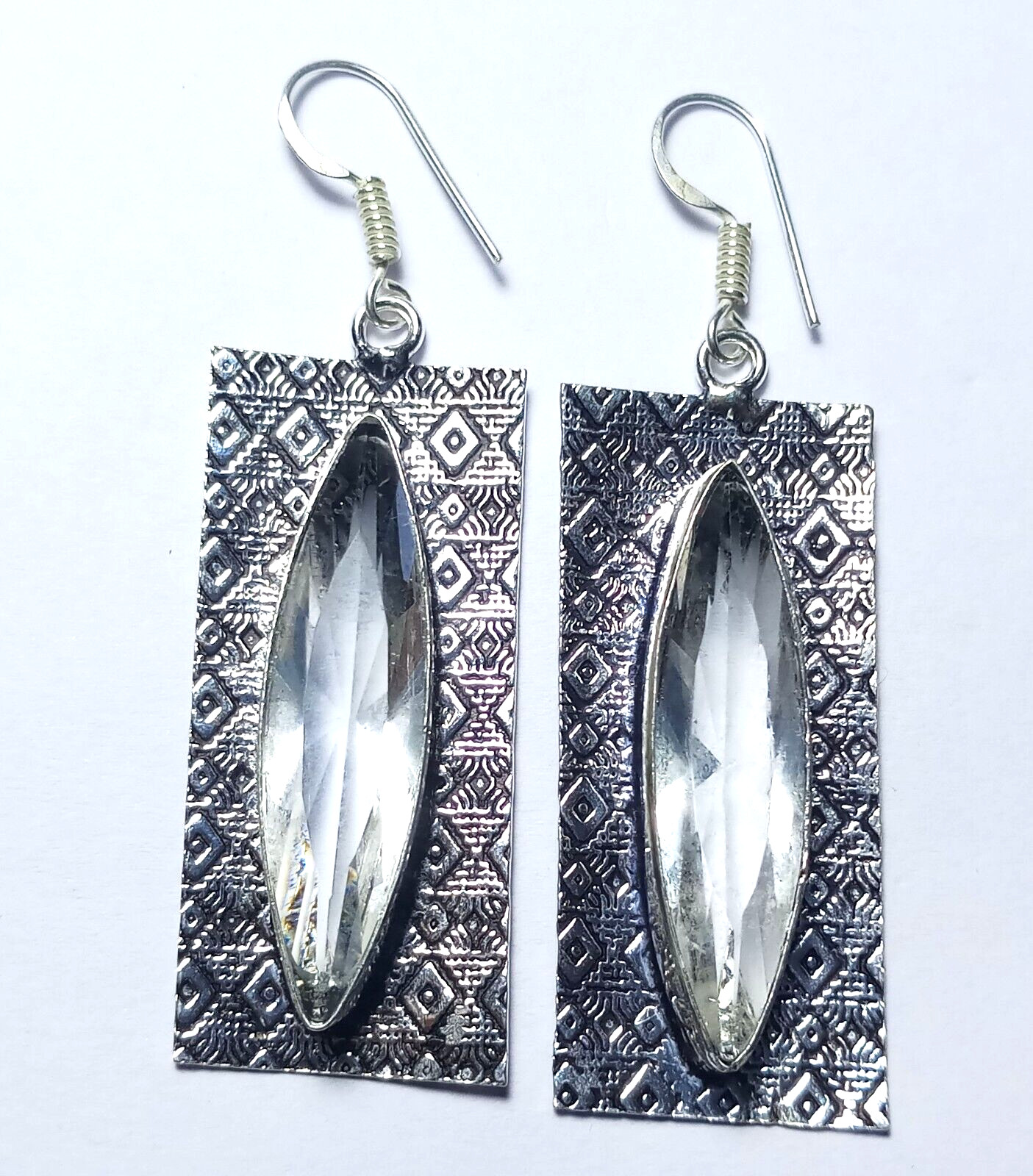 Crystal Gemstone Handmade Fashion Jewelry Earring 70 Carat Size 1.5 Inch” A4052