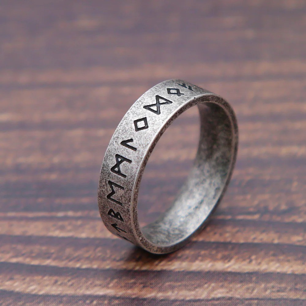 Viking Rune Ring Stainless Steel Odin Amulet Retro Unisex Jewelry Gift