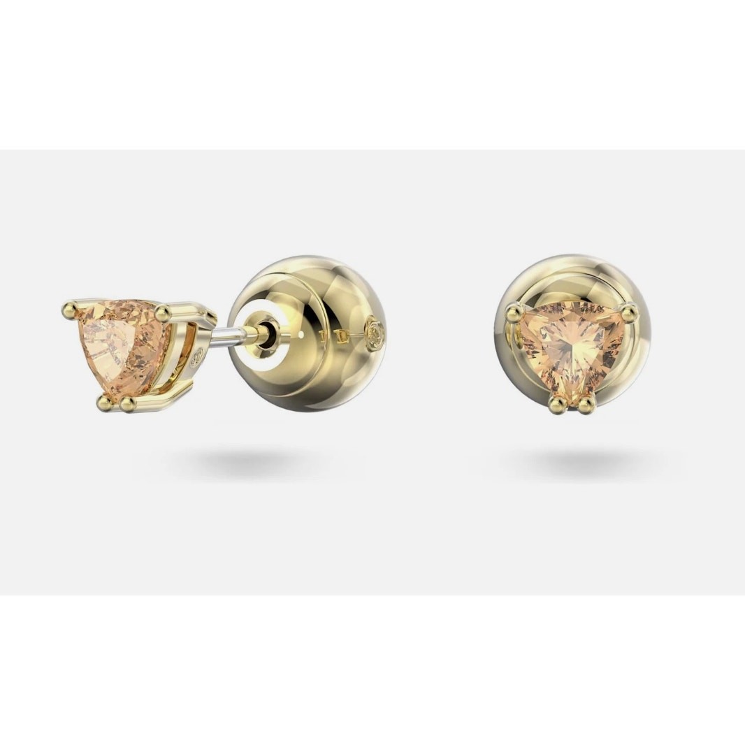 Swarovski Chroma Stud Earrings, Trilliant Cut Orange Gold tone small