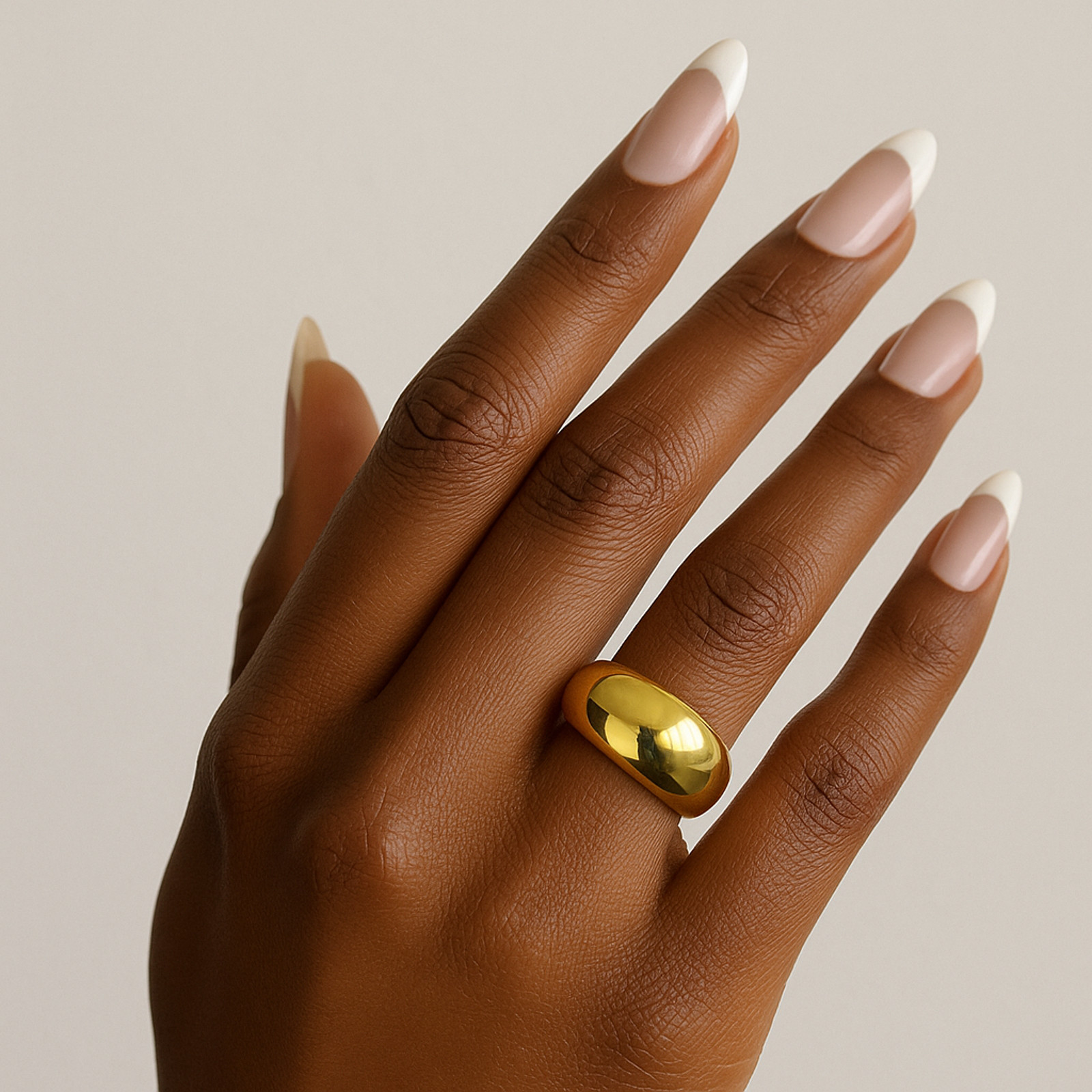 Gold-tone Dome 3/5” Band Ring size 6 On 34th