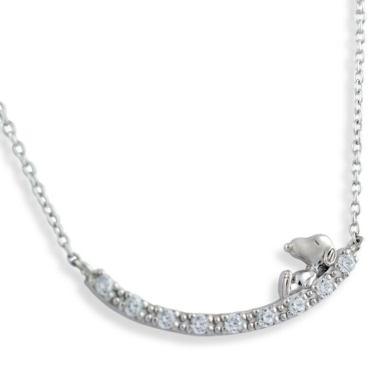 Peanuts Snoopy HAPPY Necklace Silver 925 SV925 40cm 16″ in Box Authentic New