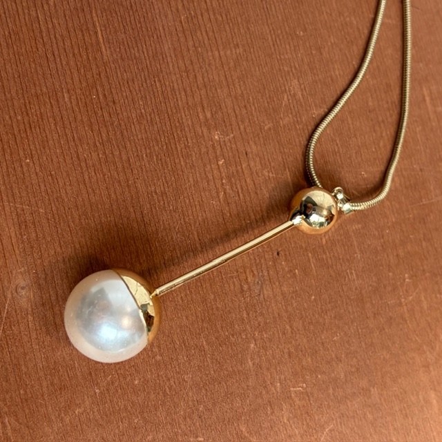 CANVAS Pearl Pendant Necklace Gold Tone Ball Bar NWT Nordstrom