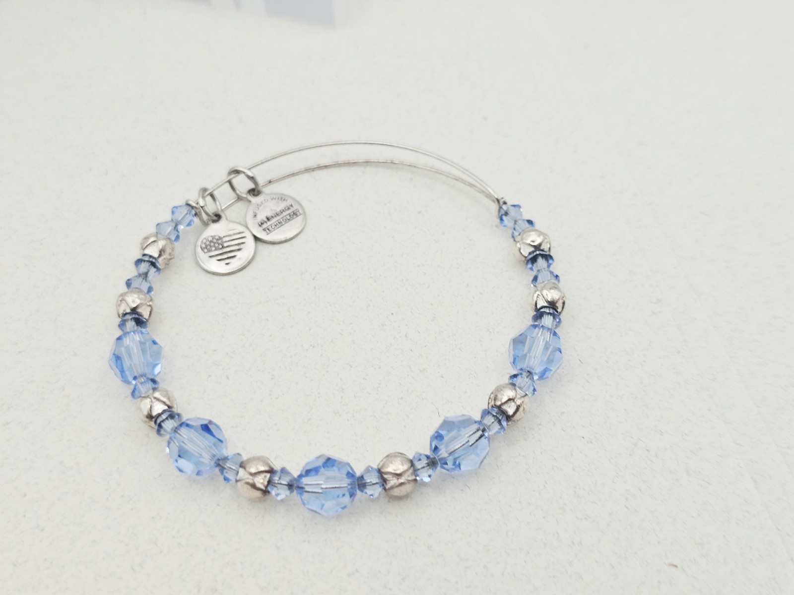 Alex & Ani Silver Blue Lotus Swarovski Beaded Bangle Bracelet ✨️💕
