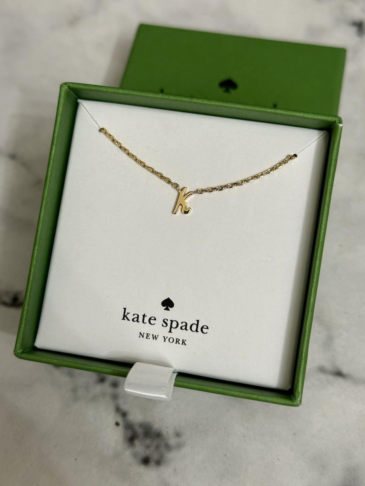 KATE SPADE One in a Million K Script Monogram Gold Tone Necklace NEW NIB