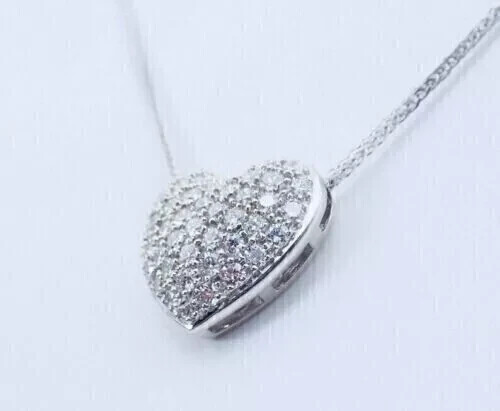 Round Cut Simulated Diamond 2 Ct Heart Pendant Necklace 14K White Gold Plated