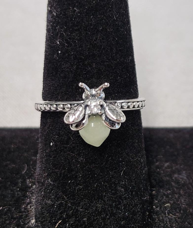Pangama Luminous Glow-in-the-dark Firefly Band Ring sz 8 Sterling Silver