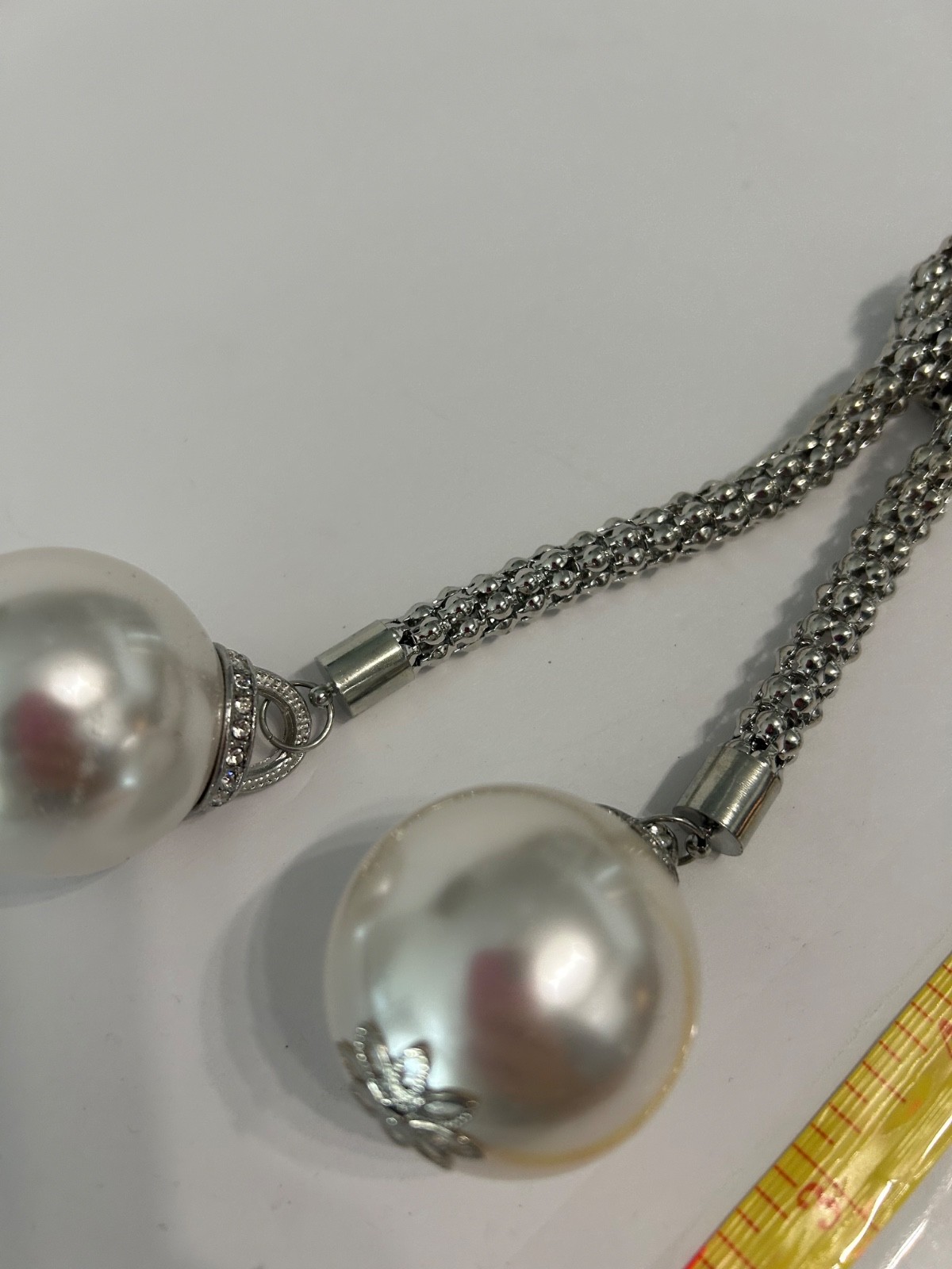 Fashion Necklace, Silver Rope Knot and Pearls