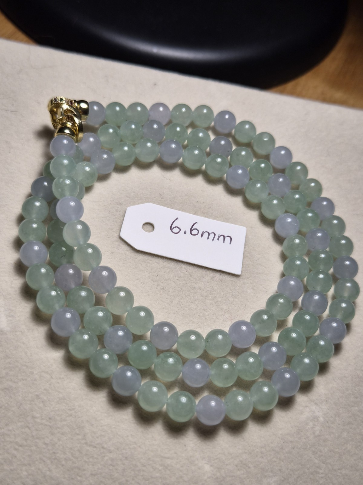 High-quality Icy Apple Green and Lavender Burmese Jade Necklace