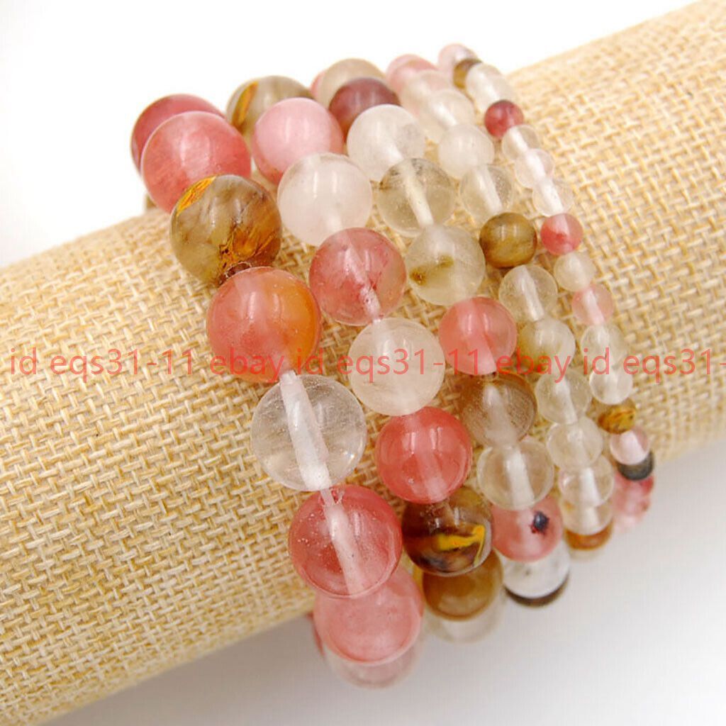 4/6/8/10/12mm Natural MultiColor Round Gemstone Beads Stretch Bracelet 7.5”