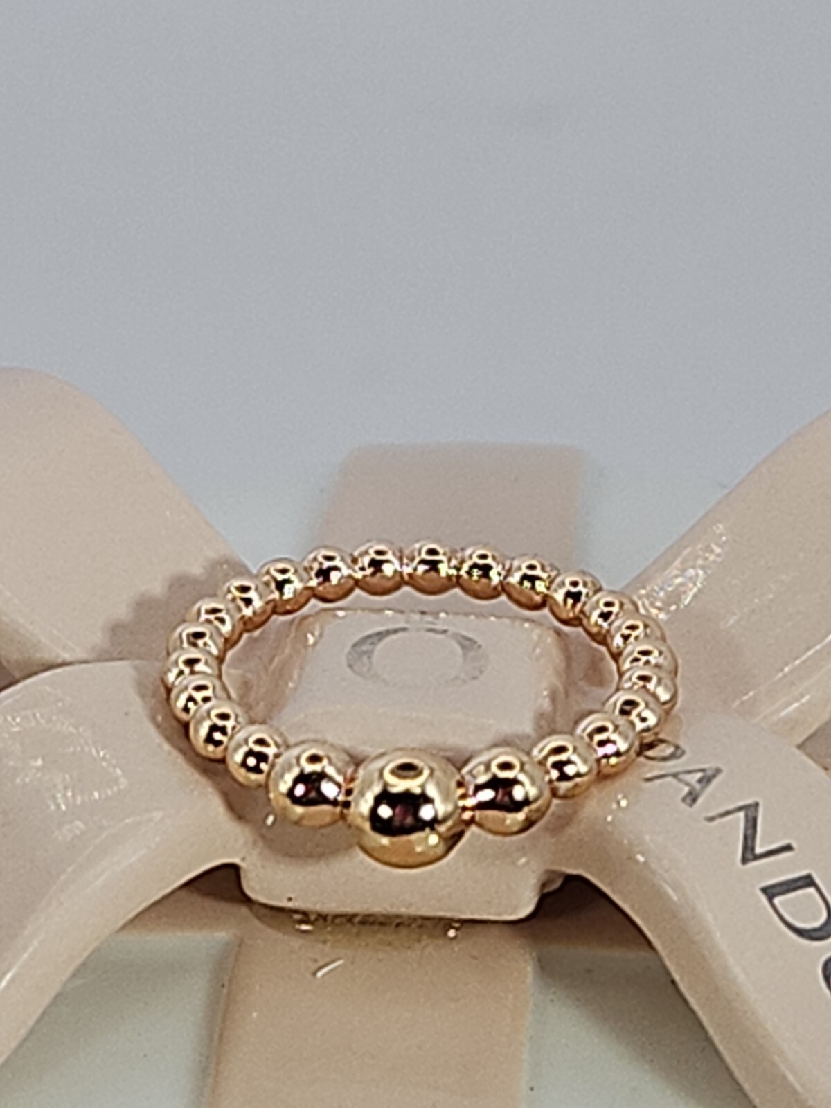 Authentic Pandora Rose-Gold Plated String of Beads Ring #187536 Sz. 6.0 US/52 EU