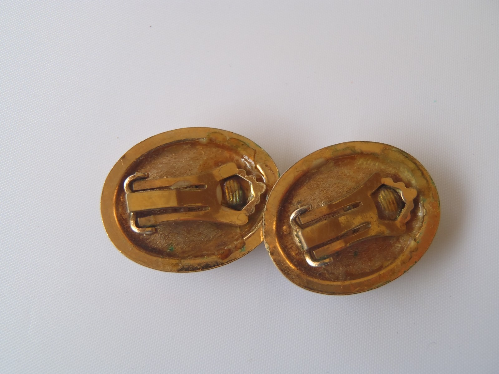 Vintage Lanvin Germany Oval Black Gold Tone Clip on Earrings