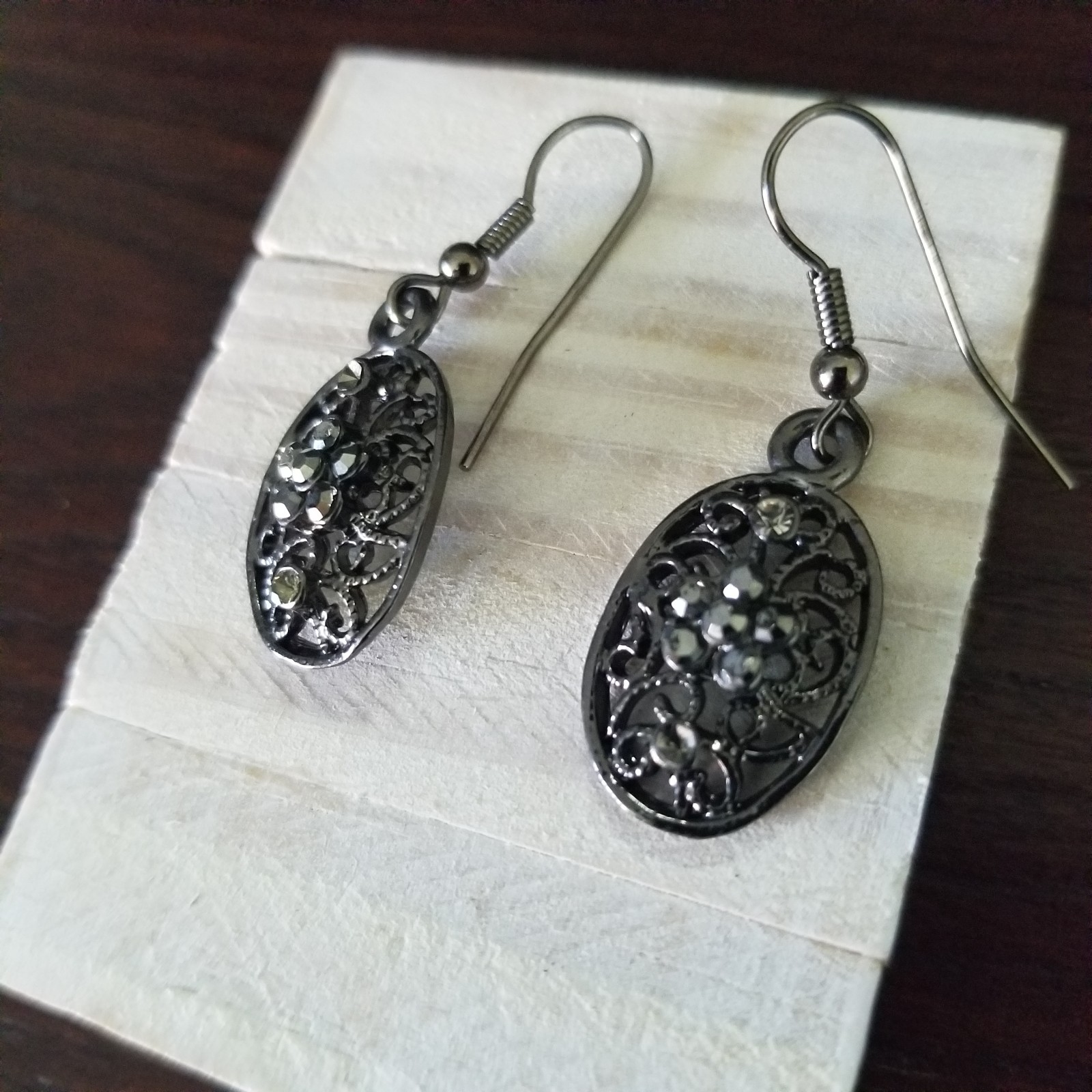Premier Designs Jewelry Center Stage Earrings Hematite Plated Fishhook Black