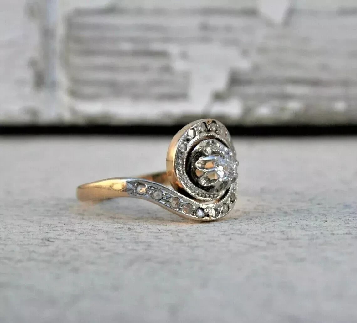 2Ct Round Cut Simulated Diamond Wedding Swirl Band Ring 14k Yellow Gold Plated