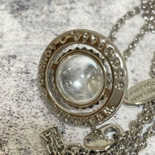 Vivienne Westwood Tiny ORB Rhinestone Necklace Silver Pendant Outlet authentic