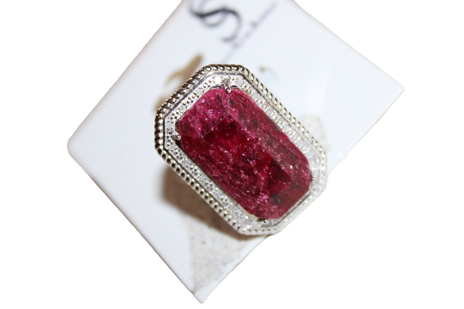 Savvy cie jewels Ring sterling silver crystal Ruby stone size 7.5 ladies