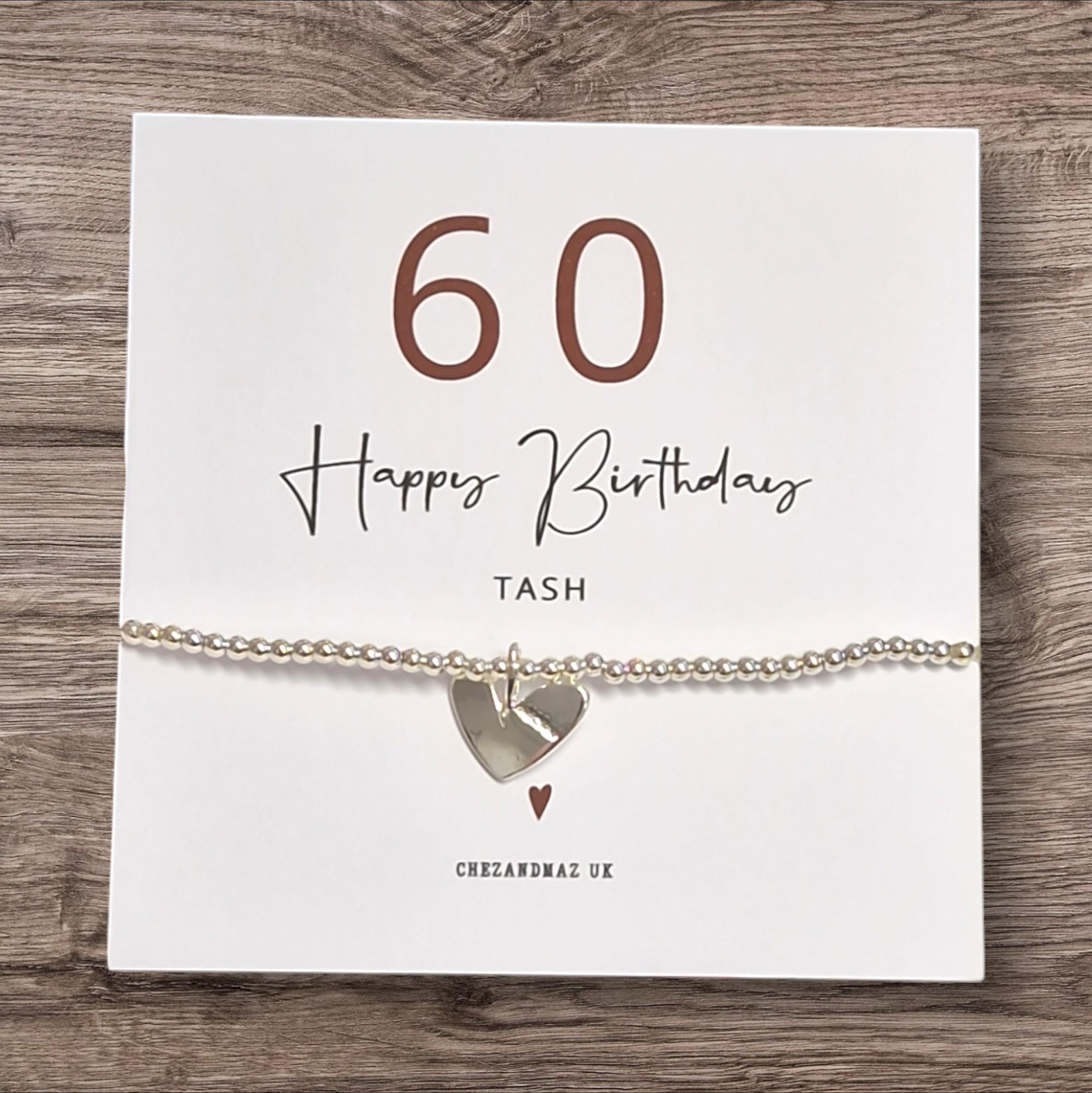 60th Birthday, SIXTY, 60 Bracelet, Personalised Happy Birthday, Silver Plated