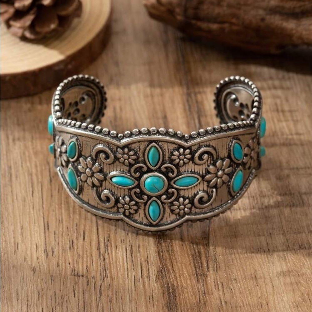 Bohemian Style fake Turquoise Iron cuff Bracelet