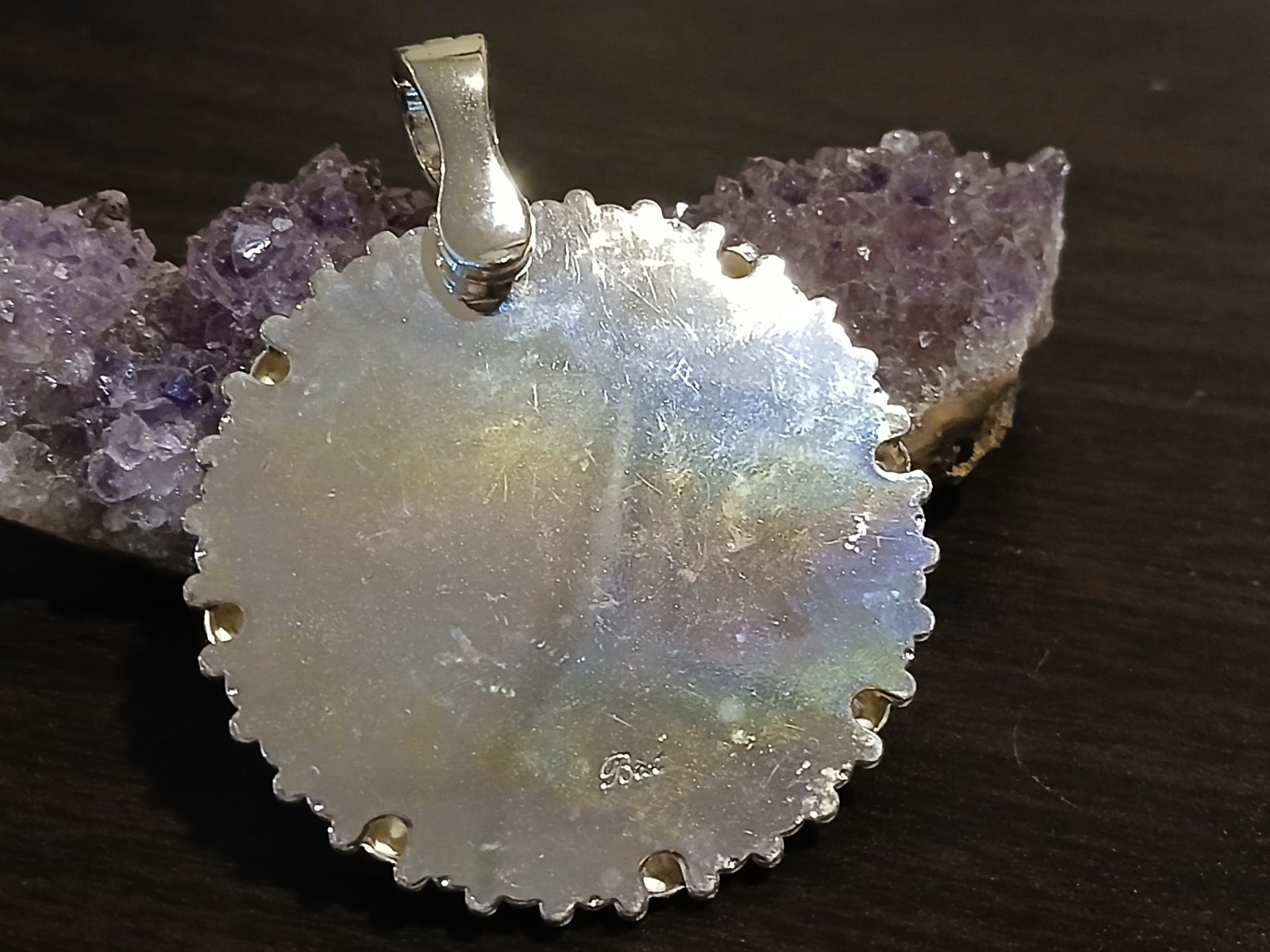 BEST sterling silver plated multi-coloured resin pendant