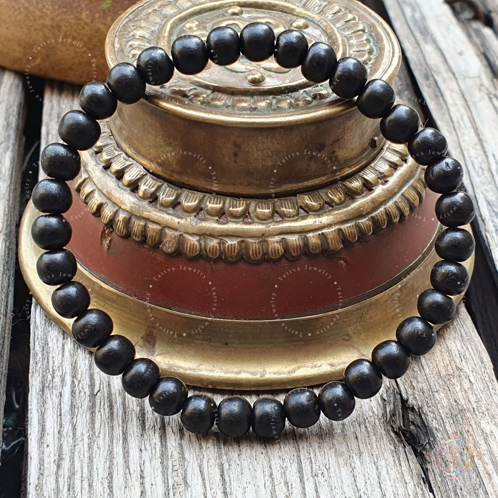 Polished Ebony Wood Bracelet, Karungali Bracelet, Handmade Bracelet, Yoga Gifts