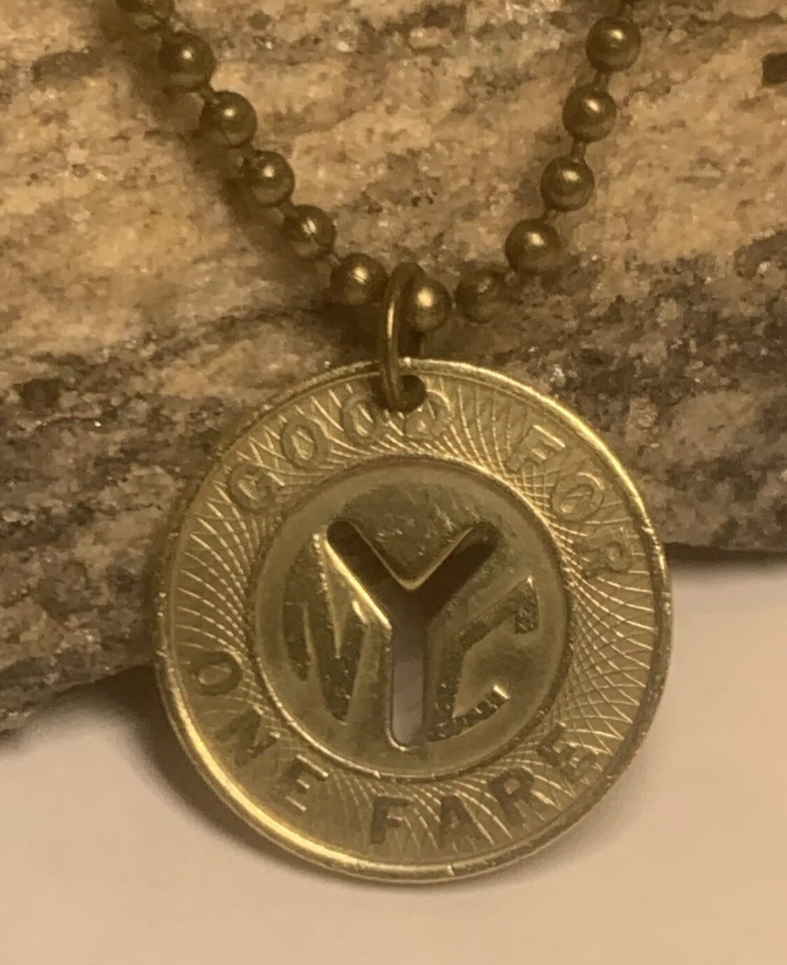 1970s NYC Subway Token Pendant Necklace – Vintage New York City. Great Gift 🎁