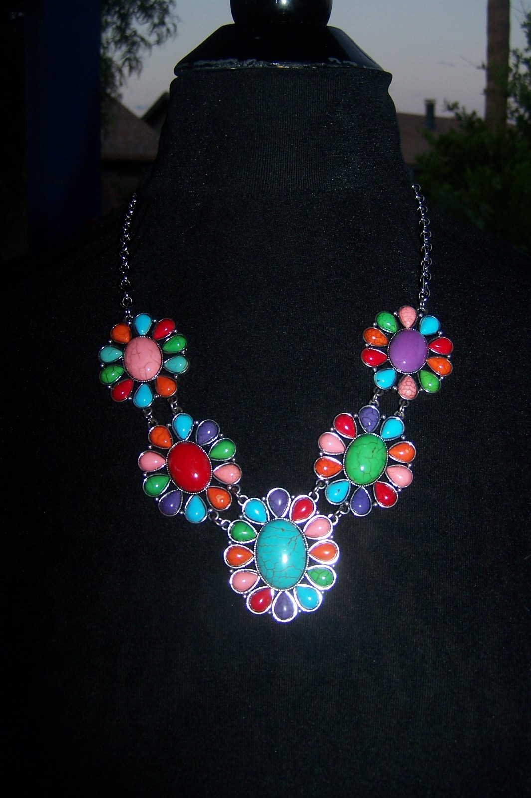 Southwest Boutique Multi Turquoise Cluster Concho Western Lariat Necklace