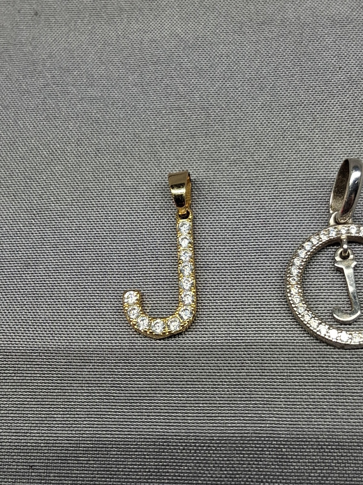 BSI 925 Sterling Silver Letter Iniital “J” W/Clear CZ’s Pendant Lot Of 2