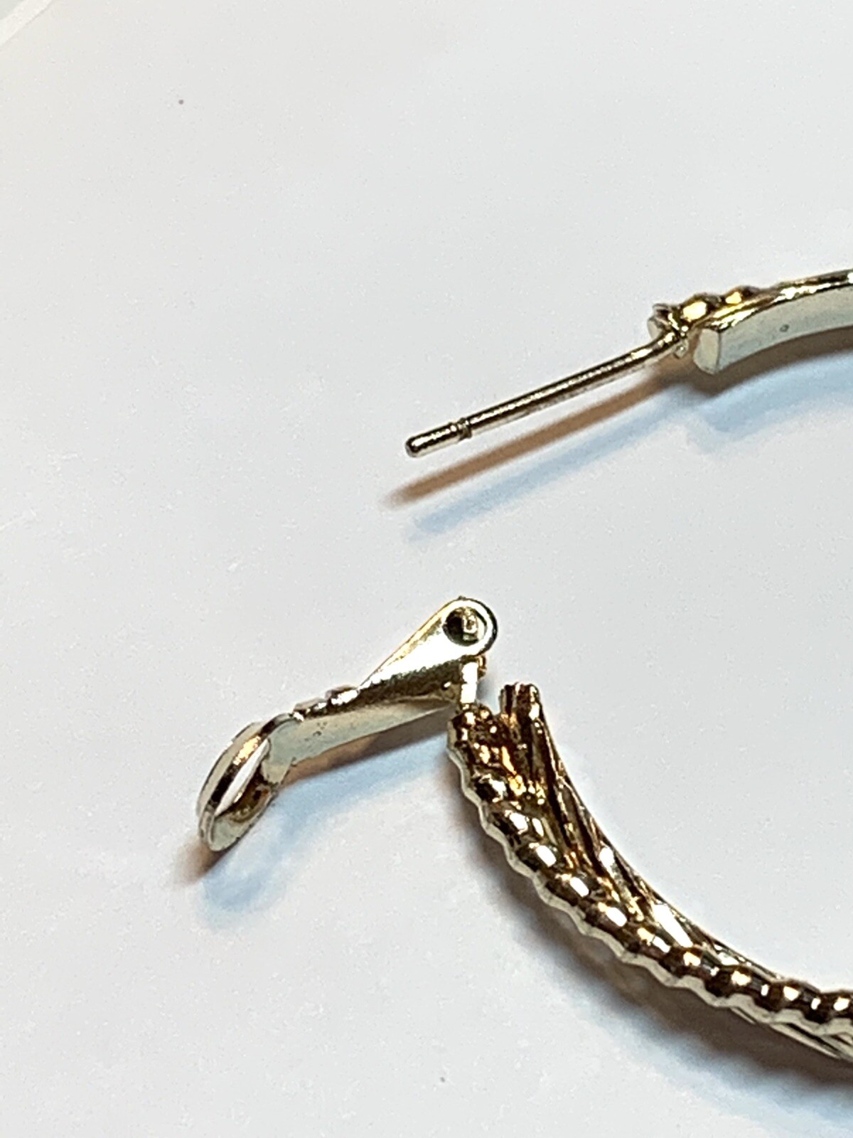 Gold Plated TWIST DOUBLE HOOP Earrings. Diameter 1.4 in