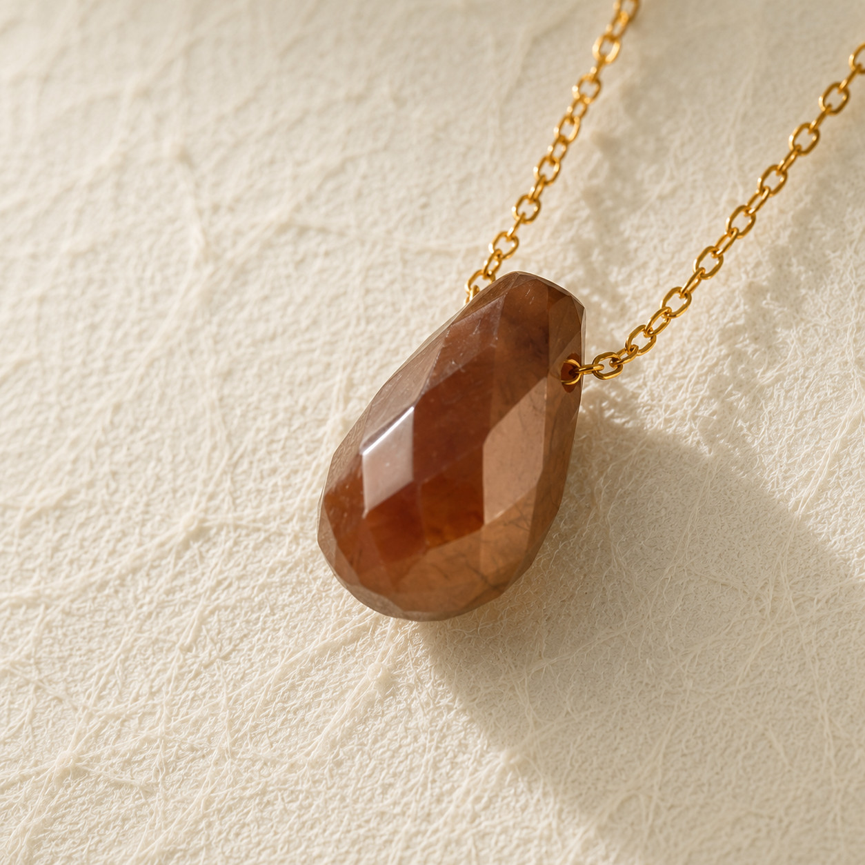 Natural Tiger Eye Water Drop Necklace | 18K Gold Plated | Dainty Courage Stone