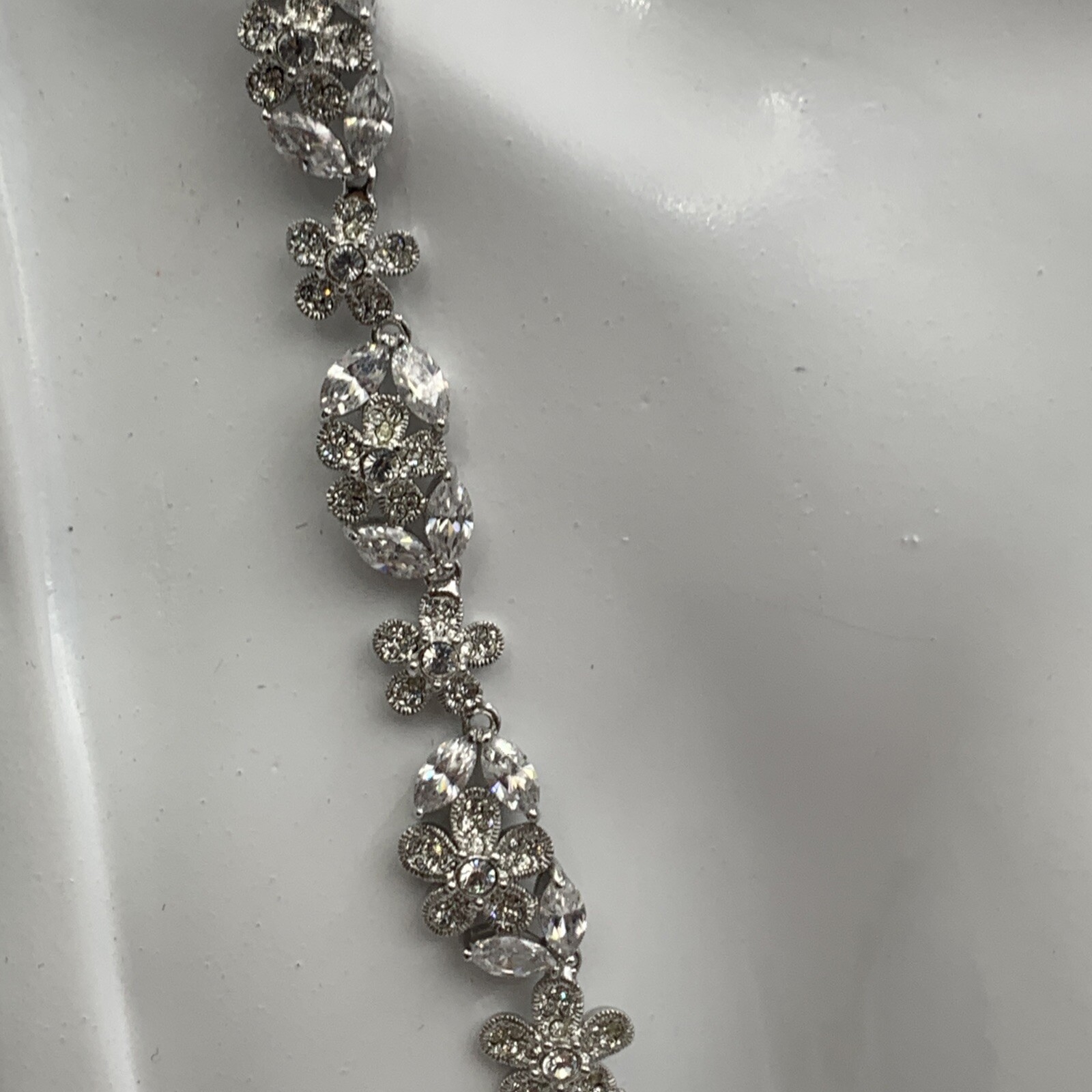 Nadri Pave Crystal ENGLISH GARDEN FLORAL Necklace & Floral Cluster Clip Earrings