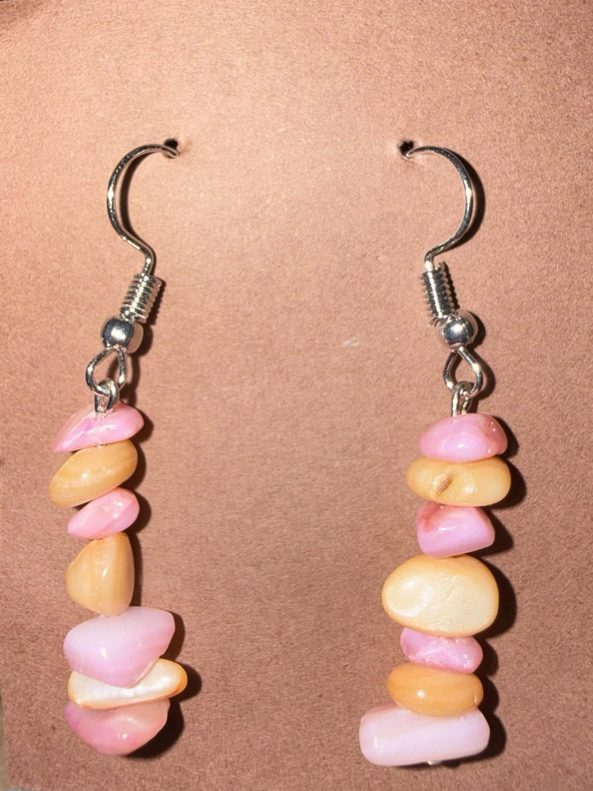 Handmade Earrings – Pink & Peach Stones