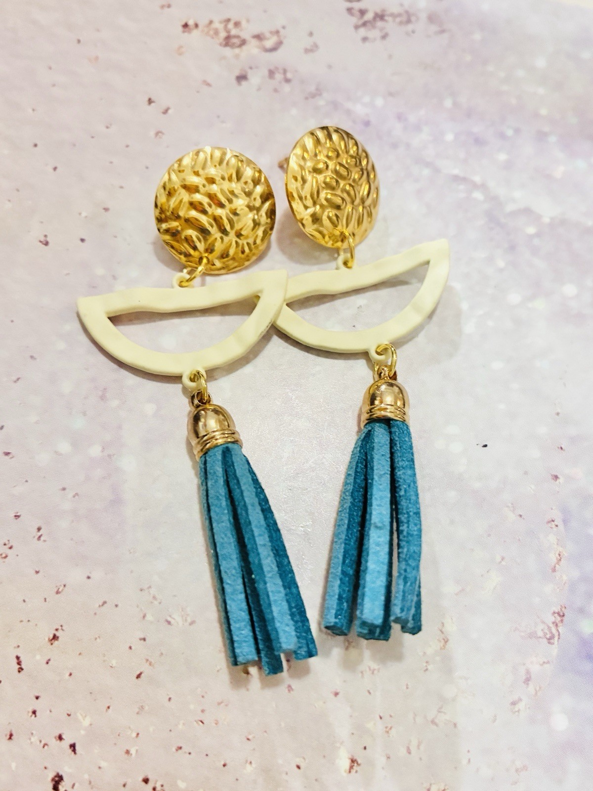 Green Fringe Mid-Century, Modern Earrings, High Quality,
