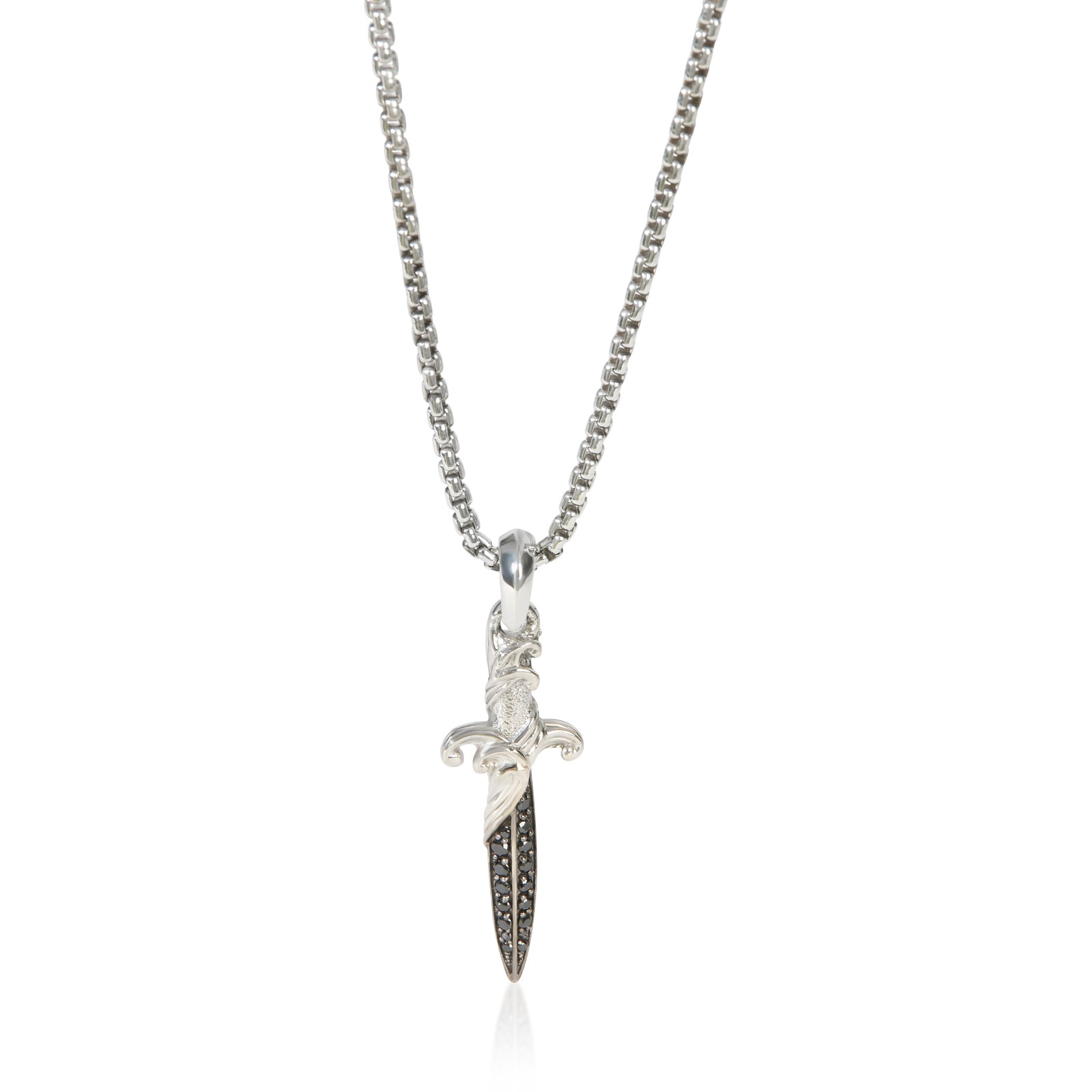 David Yurman Sterling Silver Diamond Waves Dagger Pendant