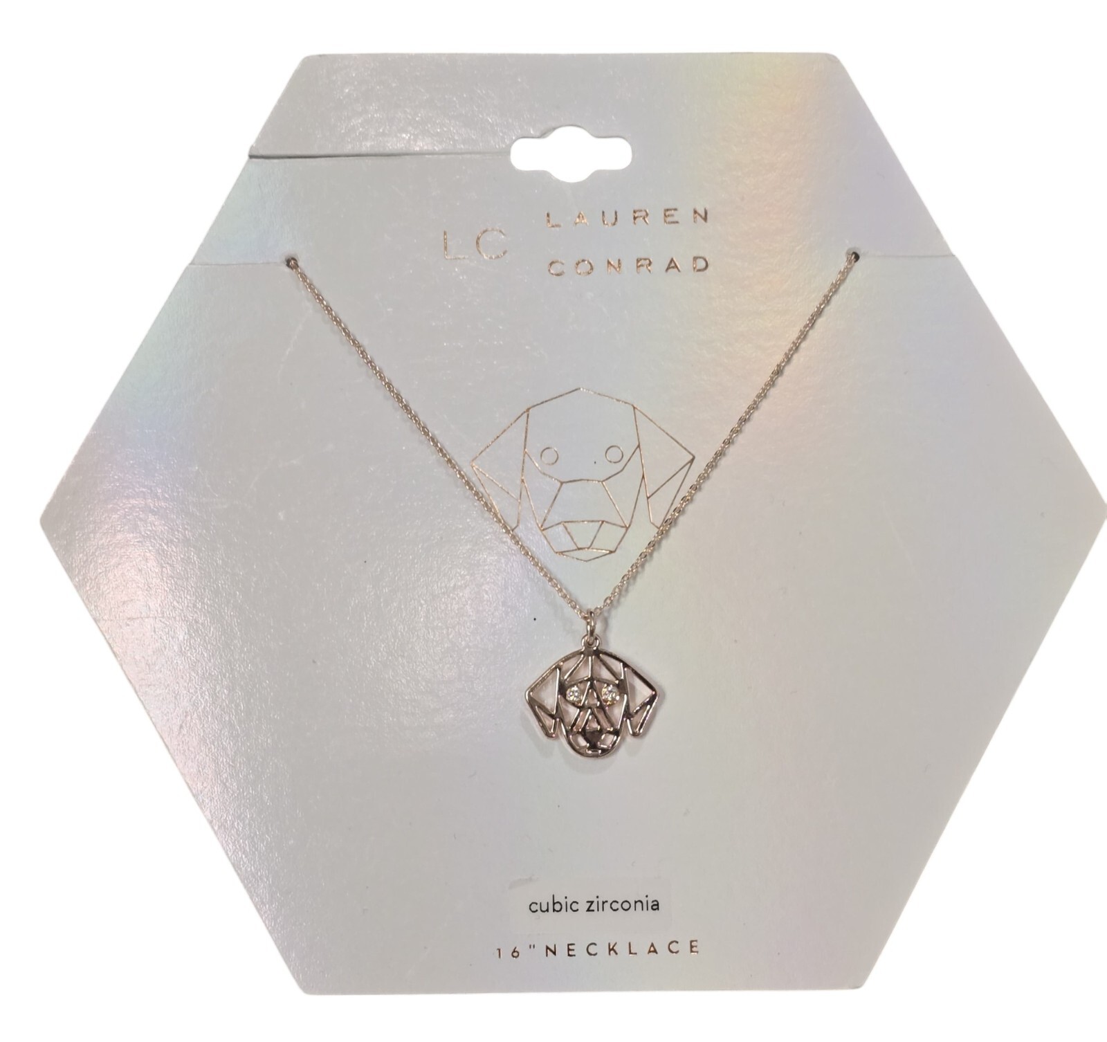 LC Lauren Conrad Trendy Rose Gold Plated Cubic Zirconia Dog Pendant Necklace