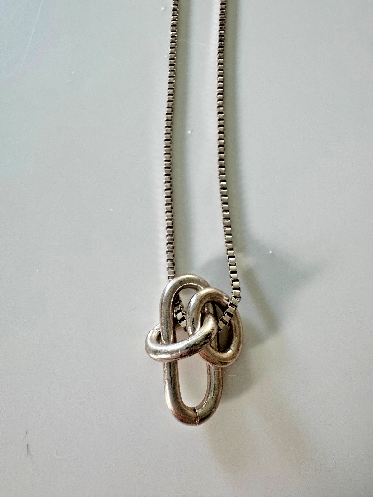 LADY GREY Silver Plated Box Chain w/ Lobster Clasp Necklace 18″