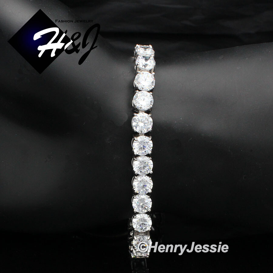 8.5″MEN WOMEN SOLID 925 STERLING SILVER 8MM ICY BLING CZ 1 ROW TENNIS BRACELET*1